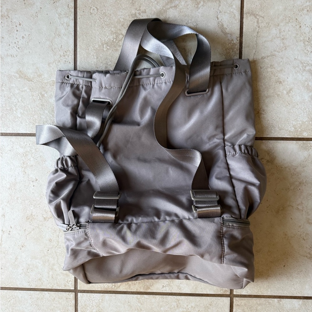 Beyond Yoga Gray Drawstring Bag - image 3